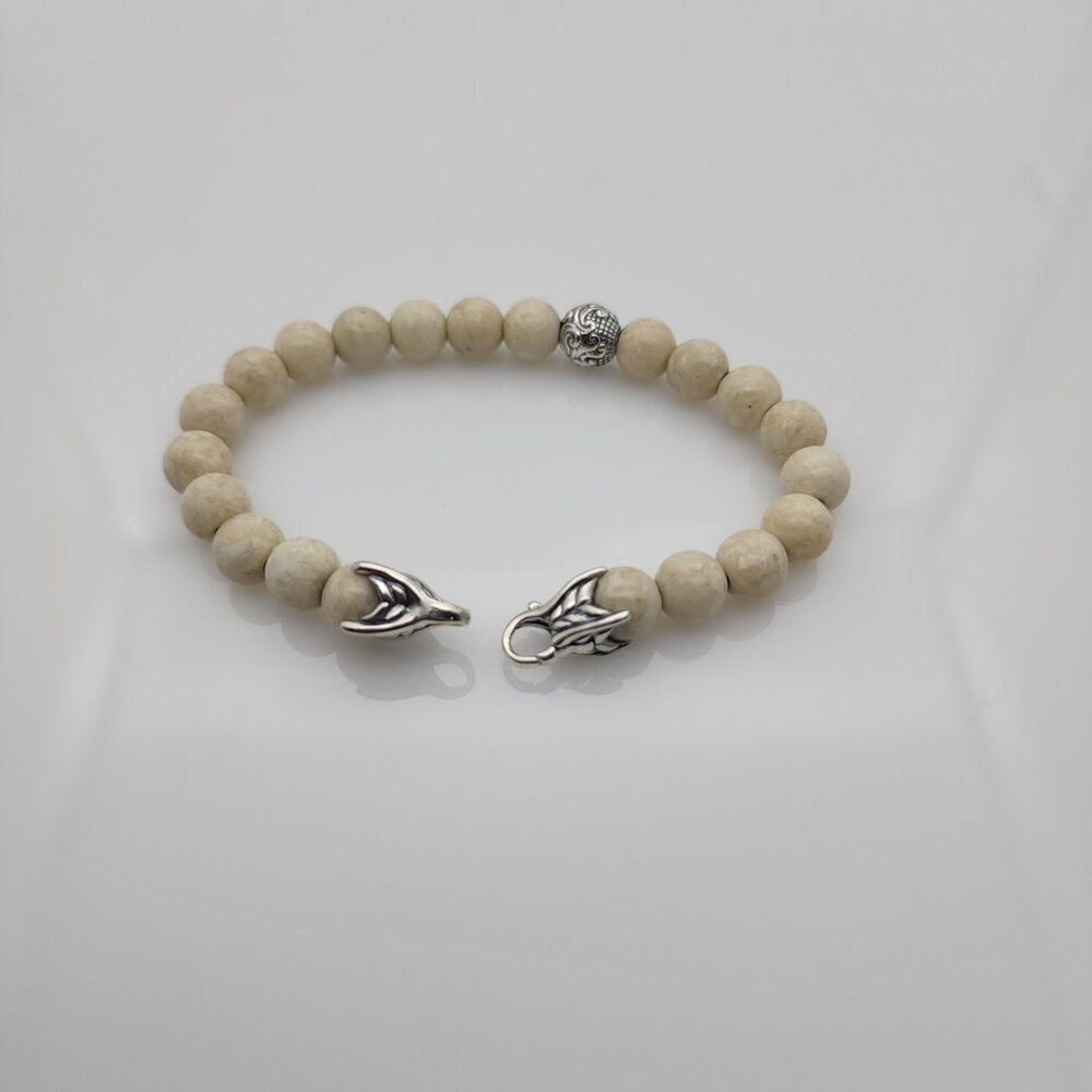 David Yurman 8mm Men's Bead Riverstone and Silver Wave Bracelet - Picture 5 of 5